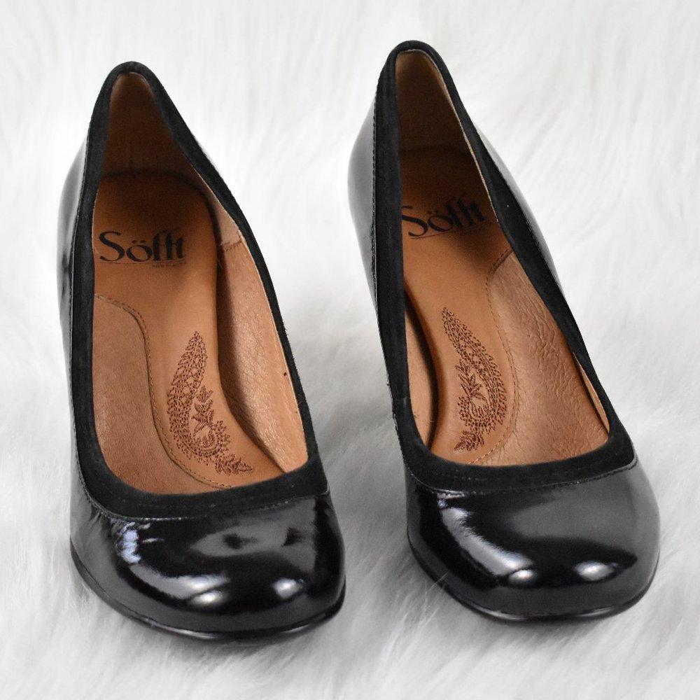 Sofft Black Patent Leather Round Toe Heels Sz 6